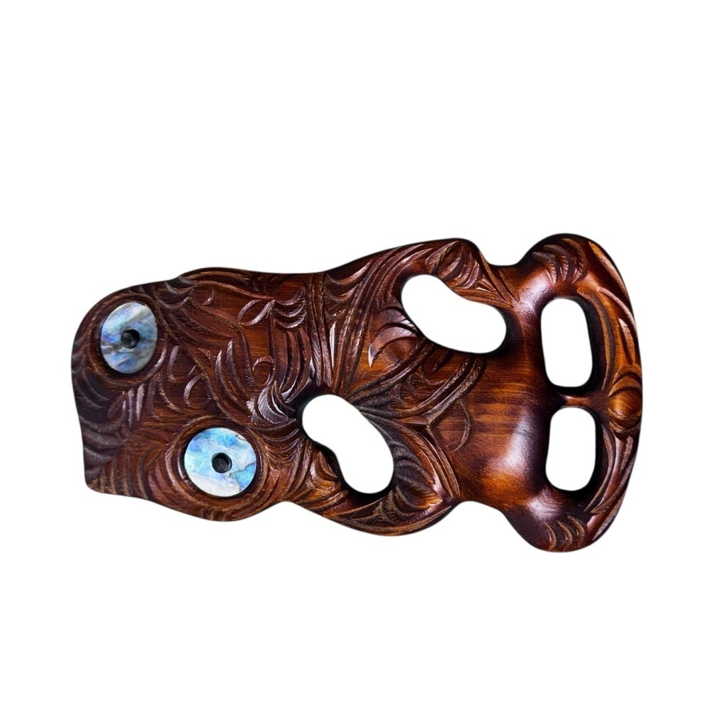 Vintage Hand Carved Wooden New Zealand Maori Hei Tiki Wall Plaque